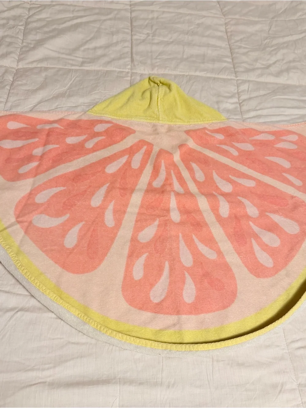 Pottery Barn Kids Pink Grapefruit Hooded Towel with Yellow Hood